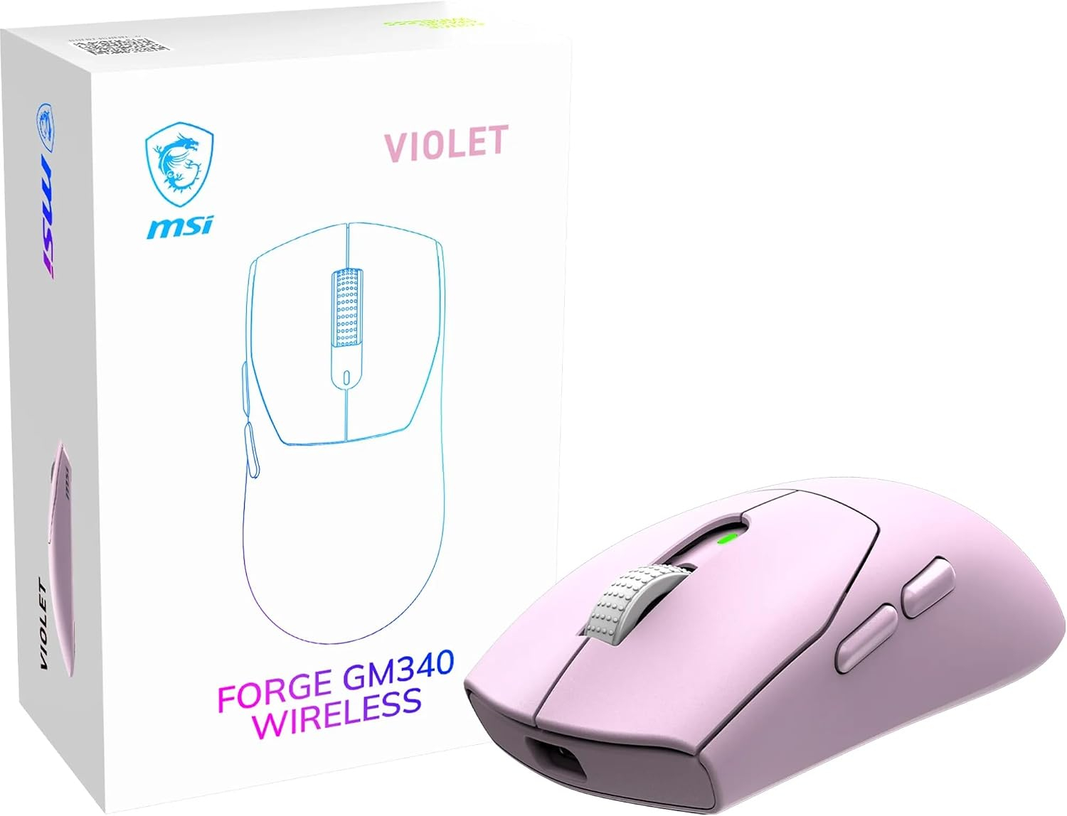 MSI FORGE GM340 Wireless 12000 DPI 1000Hz RGB Kablosuz Violet Gaming Mouse