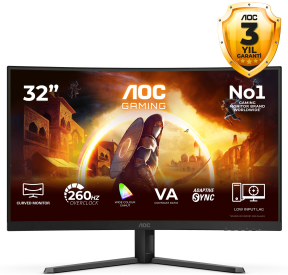 AOC C32G42ZE 31.5″ 260Hz  0.3ms Adaptive Sync Full HD 1500R Kavisli VA Gaming (Oyuncu) Monitör