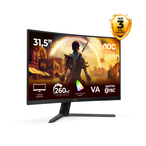 AOC C32G42ZE 31.5″ 260Hz  0.3ms Adaptive Sync Full HD 1500R Kavisli VA Gaming (Oyuncu) Monitör