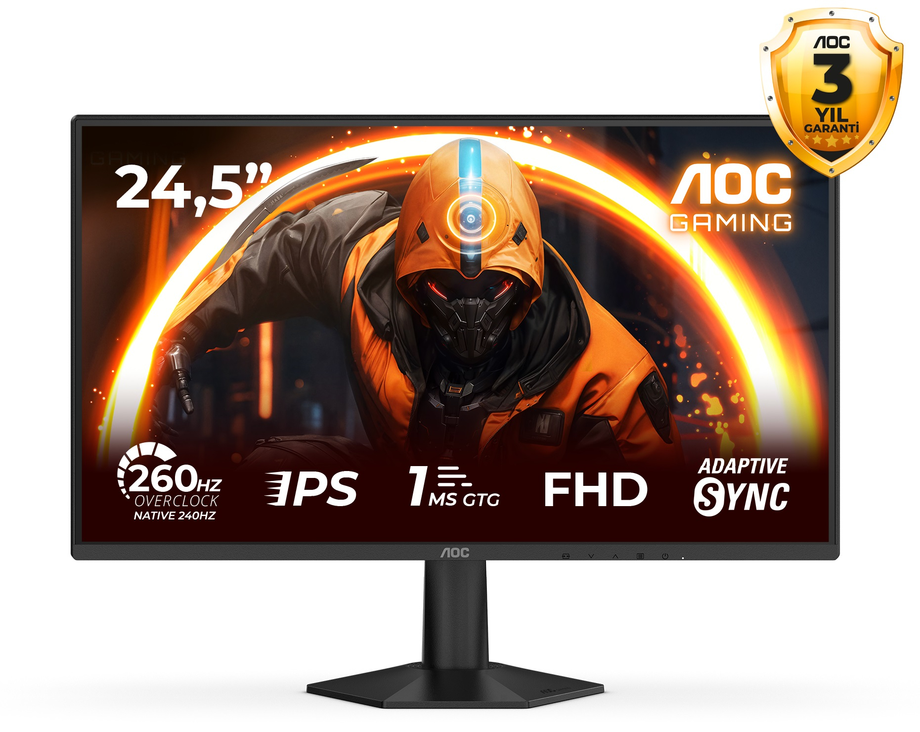 AOC 24G50Z2 23.8″ 260Hz 0.3ms Fast IPS Adaptive Sync HDR10  FHD Siyah Gaming Monitör