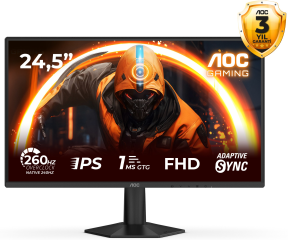 AOC 24G50Z2 23.8″ 260Hz 0.3ms Fast IPS Adaptive Sync HDR10  FHD Siyah Gaming Monitör