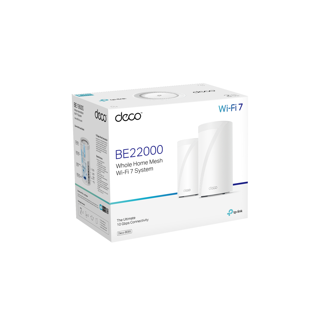 TP-Link Deco BE85 BE19000 19000 Mbps Wi-Fi 7 Tri-Band Mesh Router Sistemi (2`li Paket)