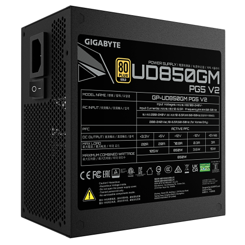 Gigabyte UD850GM PG5 V2 850W 80+ Gold PCIe 5.1 - ATX 3.1 Full Modüler Siyah Power Supply