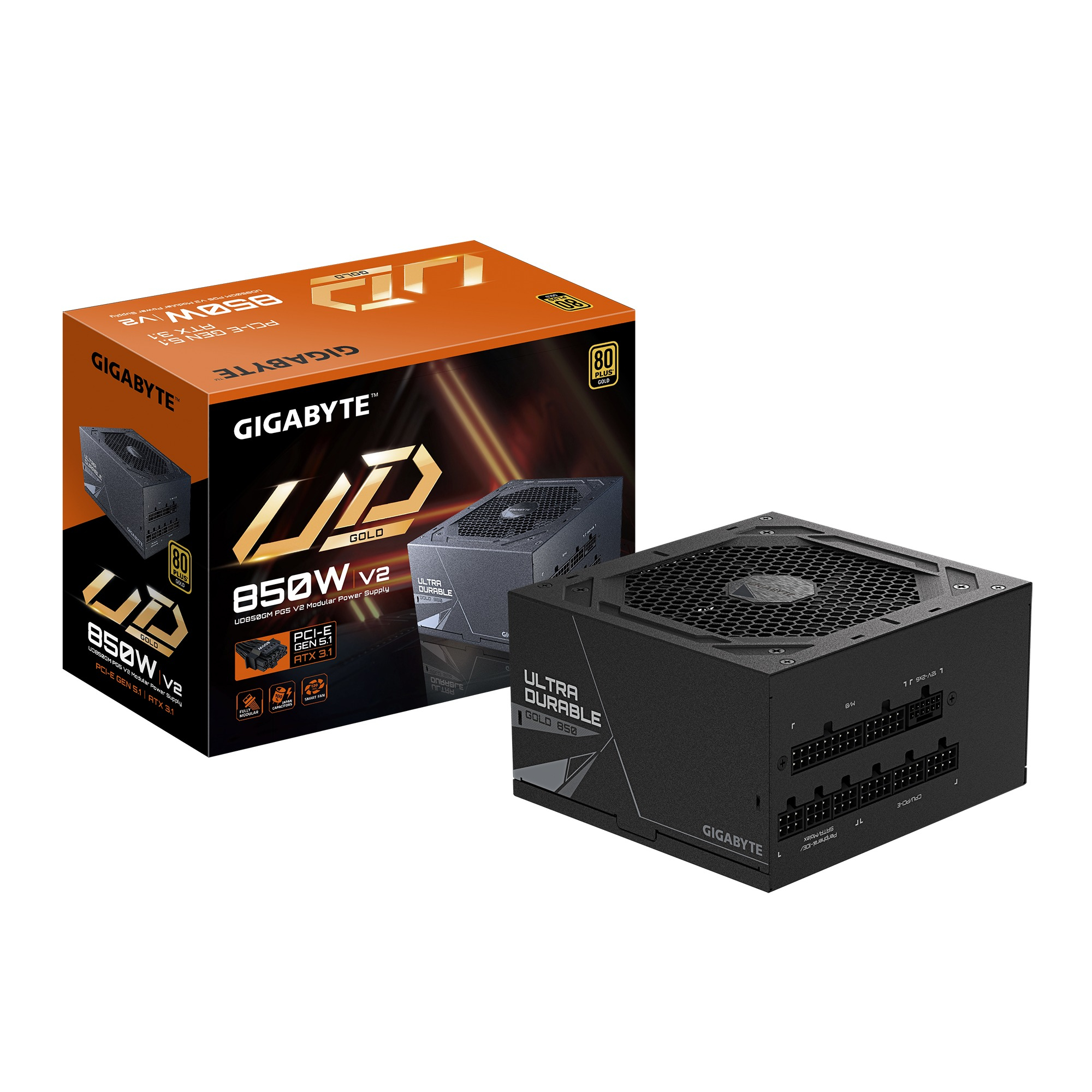 Gigabyte UD850GM PG5 V2 850W 80+ Gold PCIe 5.1 - ATX 3.1 Full Modüler Siyah Power Supply