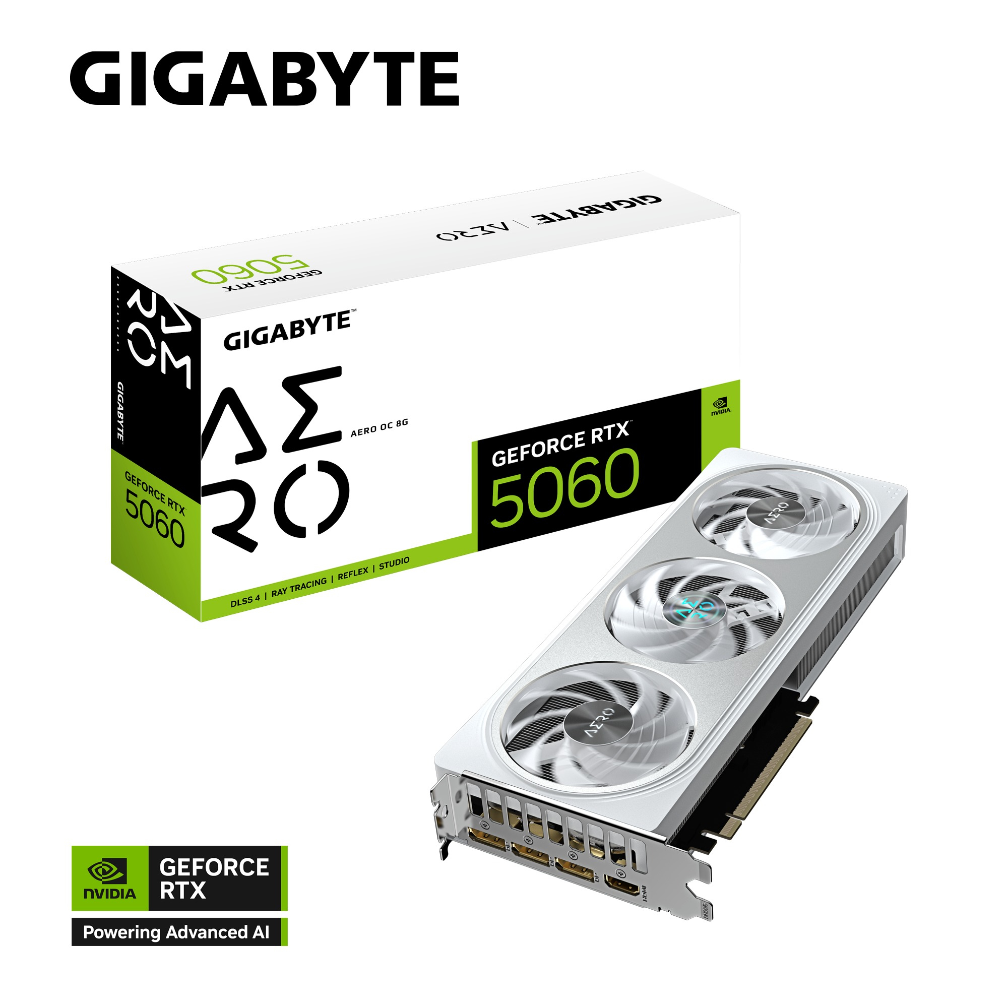 Gigabyte GeForce RTX 5060 AERO OC GV-N5060AERO OC-8GD GDDR7 8GB 128Bit Gaming (Oyuncu) Ekran Kartı