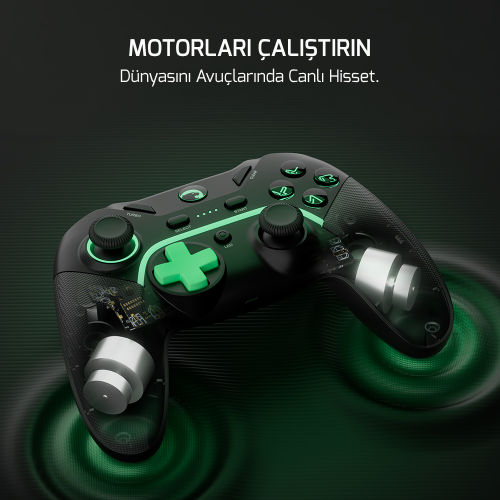 GamePower Vitrus Hall Effect Joystickli Kablosuz Siyah Gamepad (2.4G/Bluetooth) (PC Uyumlu)