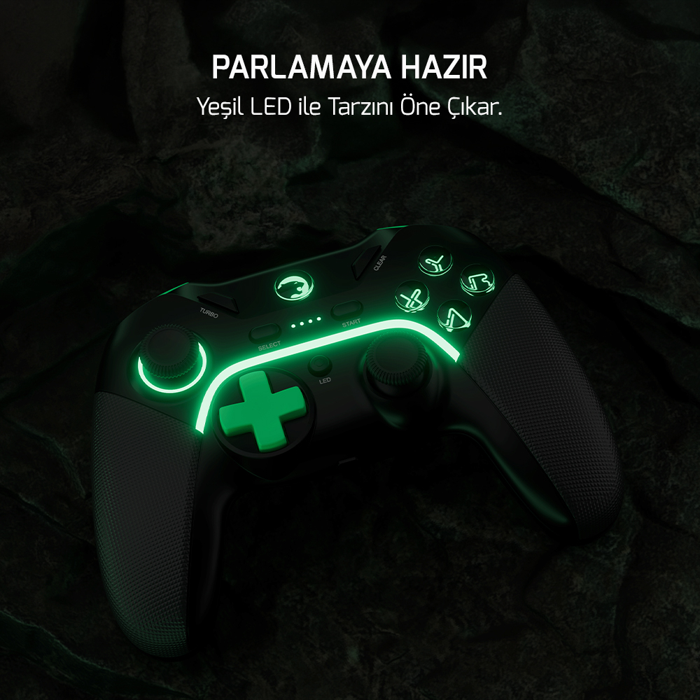 GamePower Vitrus Hall Effect Joystickli Kablosuz Siyah Gamepad (2.4G/Bluetooth) (PC Uyumlu)