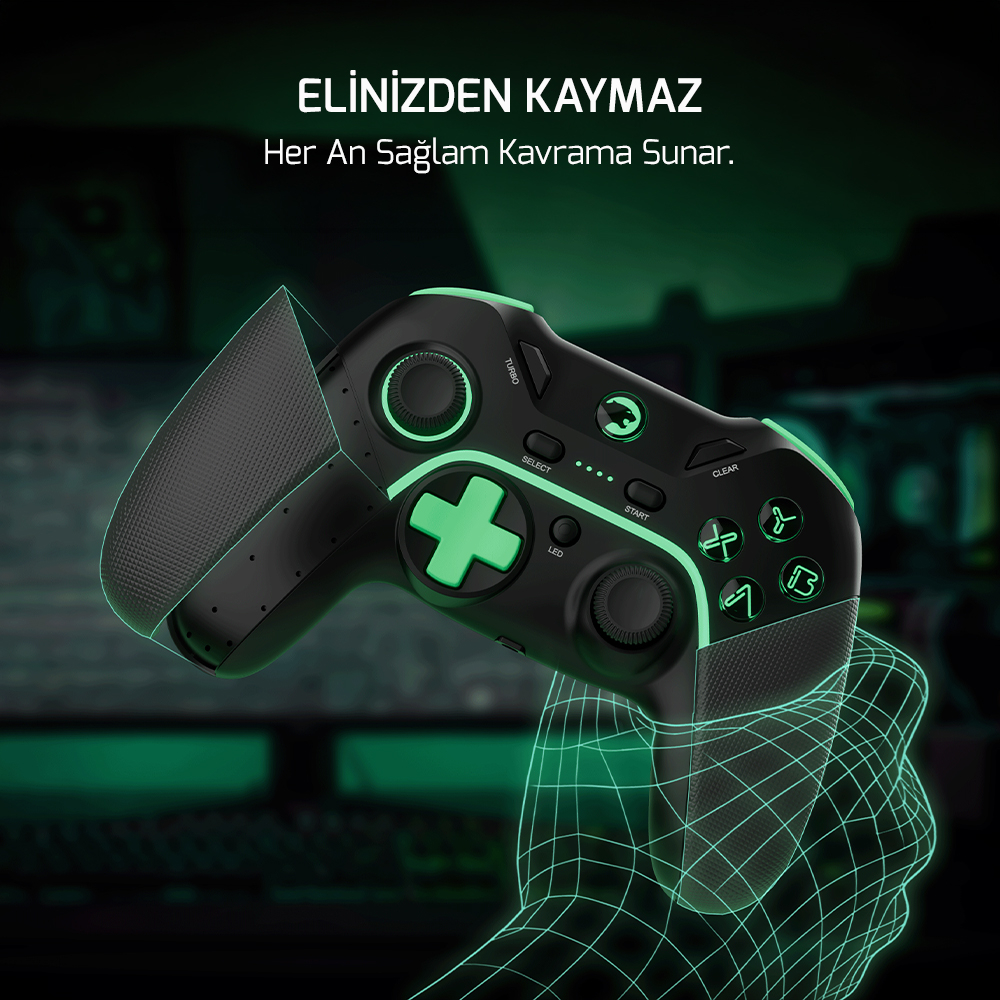 GamePower Vitrus Hall Effect Joystickli Kablosuz Siyah Gamepad (2.4G/Bluetooth) (PC Uyumlu)