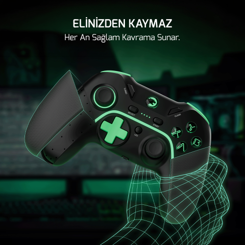 GamePower Vitrus Hall Effect Joystickli Kablosuz Siyah Gamepad (2.4G/Bluetooth) (PC Uyumlu)