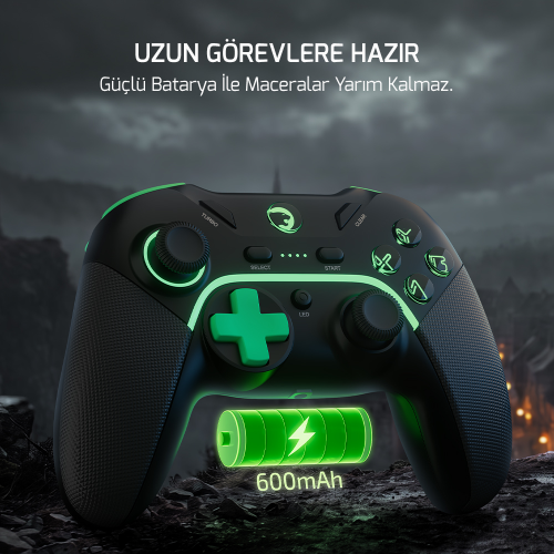 GamePower Vitrus Hall Effect Joystickli Kablosuz Siyah Gamepad (2.4G/Bluetooth) (PC Uyumlu)