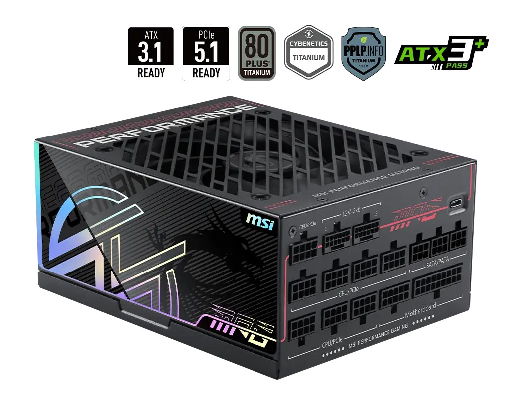 MSI MPG AI1600TS PCIE5 Siyah 1600W 80+ Titanyum Full Modüler Power Supply