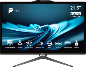 MSI PRO AP222T 14MA-607XEU CORE I5-14400 16GB 512GB SSD 21.5″ FHD DOKUNMATİK FREEDOS SİYAH ALL IN ONE PC