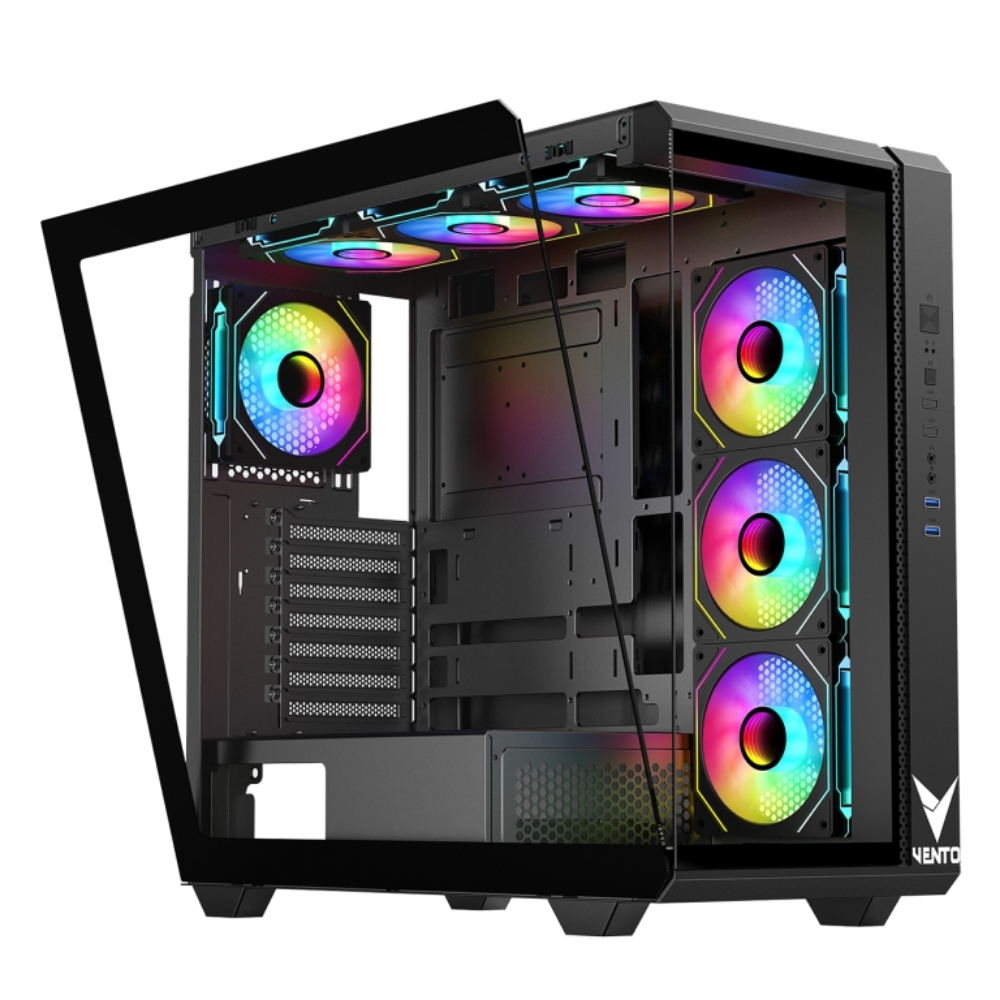 VENTO FSP VG4302FA 1000W Gen5 ATX3.1 80+ Gold 4x120mm ARGB Fan Temperli Cam USB 3.0 Mesh ATX Gaming (Oyuncu) Kasa