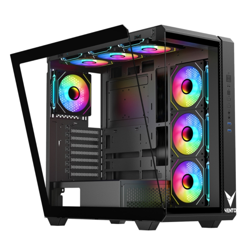 VENTO FSP VG4302FA 1000W Gen5 ATX3.1 80+ Gold 4x120mm ARGB Fan Temperli Cam USB 3.0 Mesh ATX Gaming (Oyuncu) Kasa