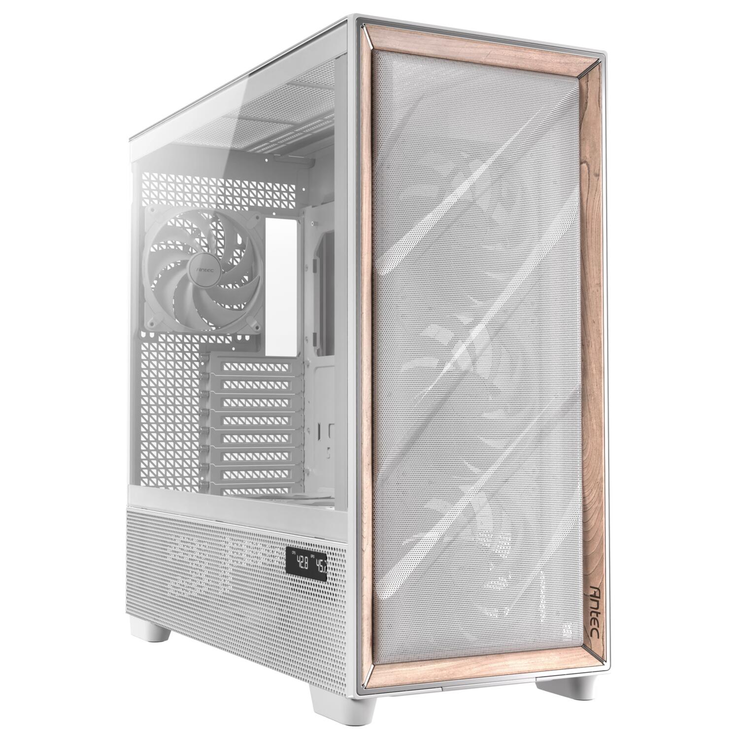 Antec FLUX PRO 6x PWM Fan Temperli Cam USB Type-C Ahşap Detaylı Beyaz Full Tower Gaming (Oyuncu) Kasa