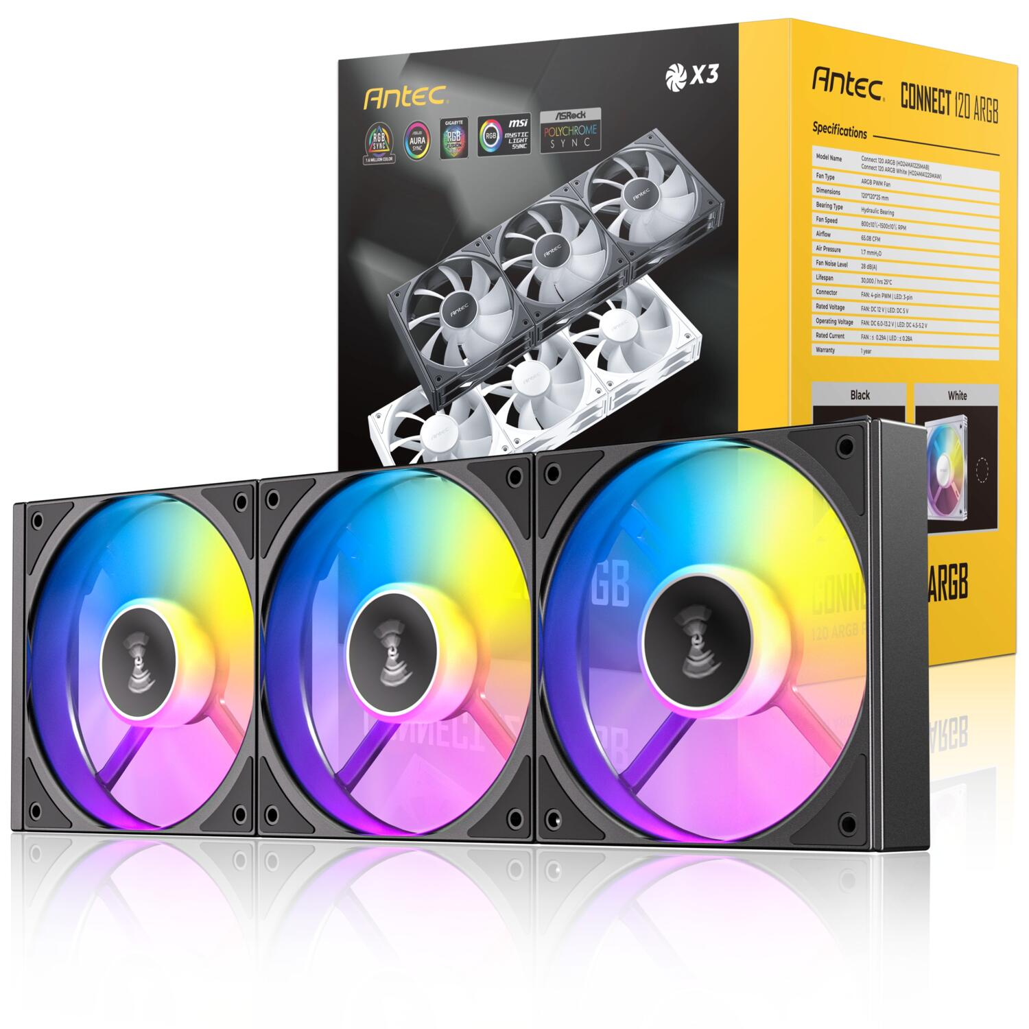 Antec C120 ARGB 120mm 1500 RPM PWM Siyah Kasa Fanı 3`lü Paket