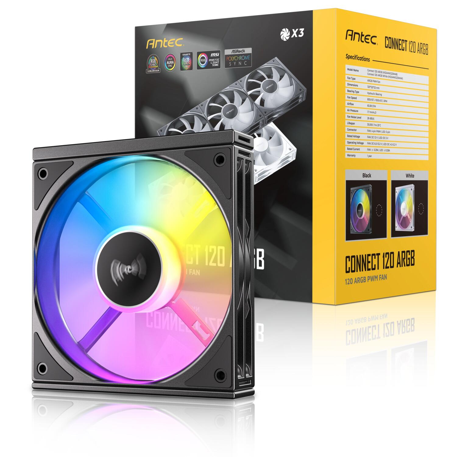 Antec C120 ARGB 120mm 1500 RPM PWM Siyah Kasa Fanı 3`lü Paket