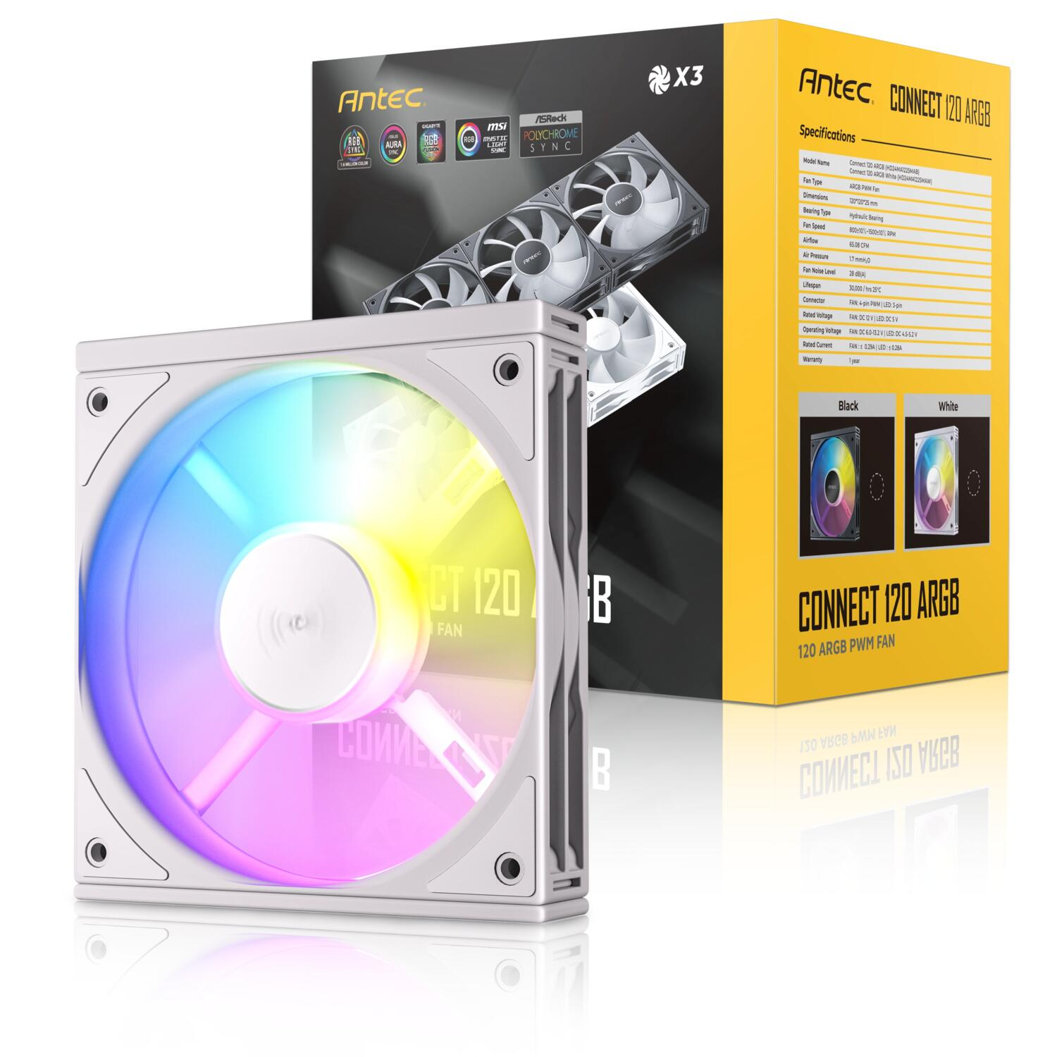 Antec C120 ARGB 120mm 1500 RPM PWM Beyaz Kasa Fanı 3`lü Paket