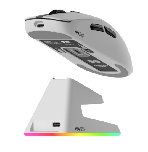 Hawk Gaming HM420B 4K Hz 26000 DPI Tri-Mode Kablosuz/Bluetooth Şarj Standlı Beyaz Gaming Mouse