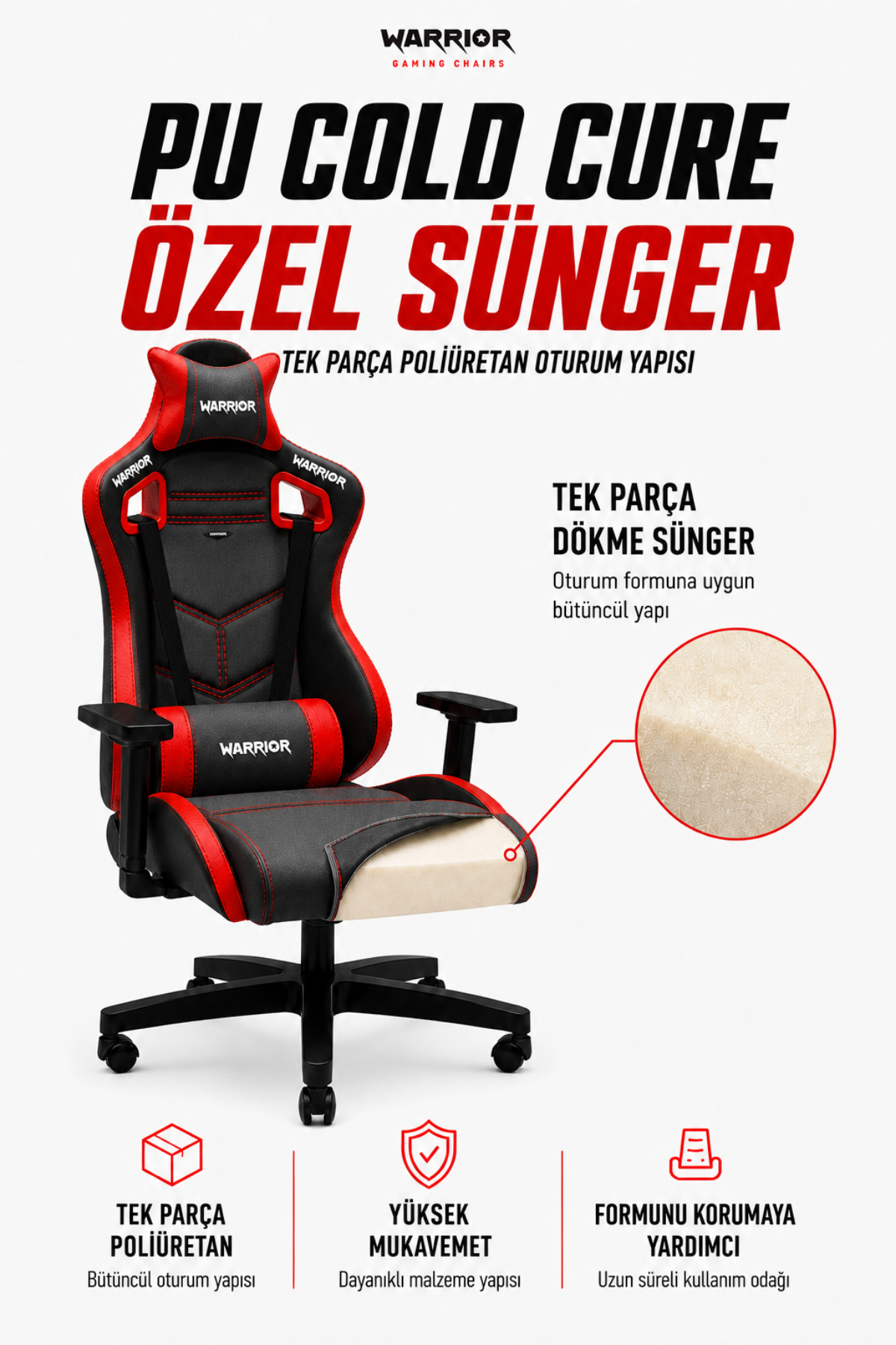 Warrior Adonis 1566D0511 Oyuncu Koltuğu - Kırmızı