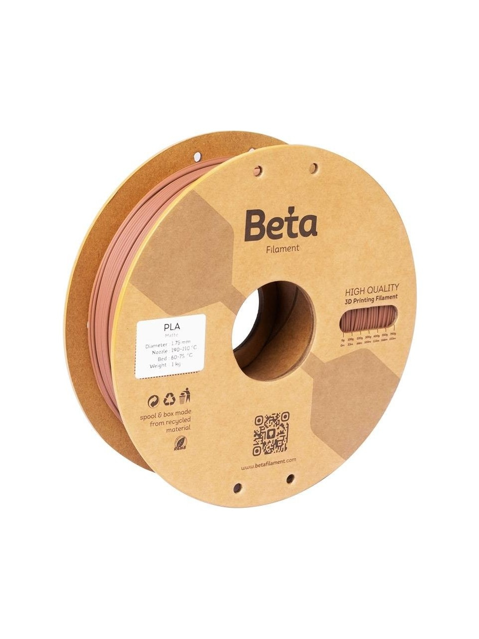 Beta PLA- Matte Filament  Terracotta  1.75mm