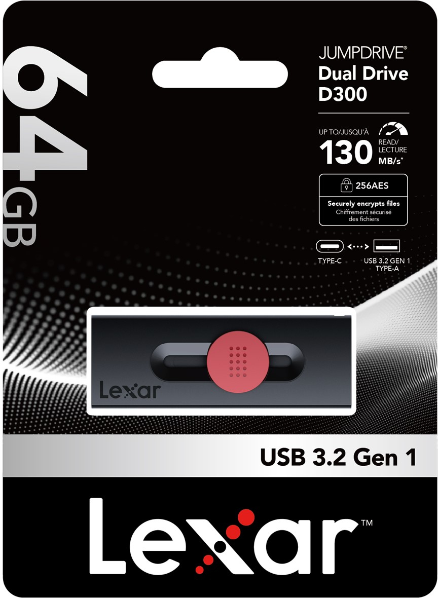 Lexar 64GB LJDD300064G-BNBNG Dual Type- C ve Type- A USB 3.2 Flash Bellek
