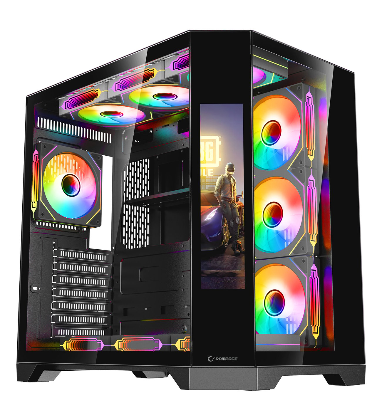 Rampage NOVA 9.16″ Lcd Ekranlı Hub+Kumanda Siyah 7x12cm ARGB Pwm Fan Gaming (Oyuncu) Kasası