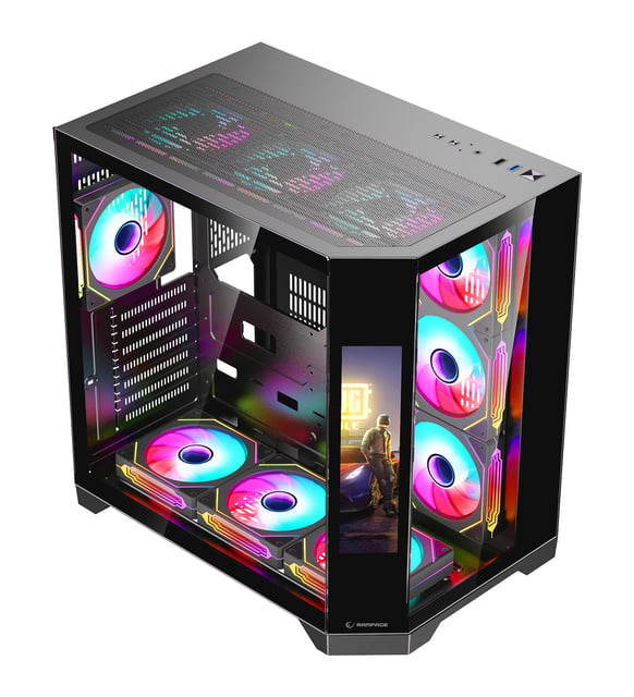 Rampage NOVA 9.16″ Lcd Ekranlı Hub+Kumanda Siyah 7x12cm ARGB Pwm Fan Gaming (Oyuncu) Kasası
