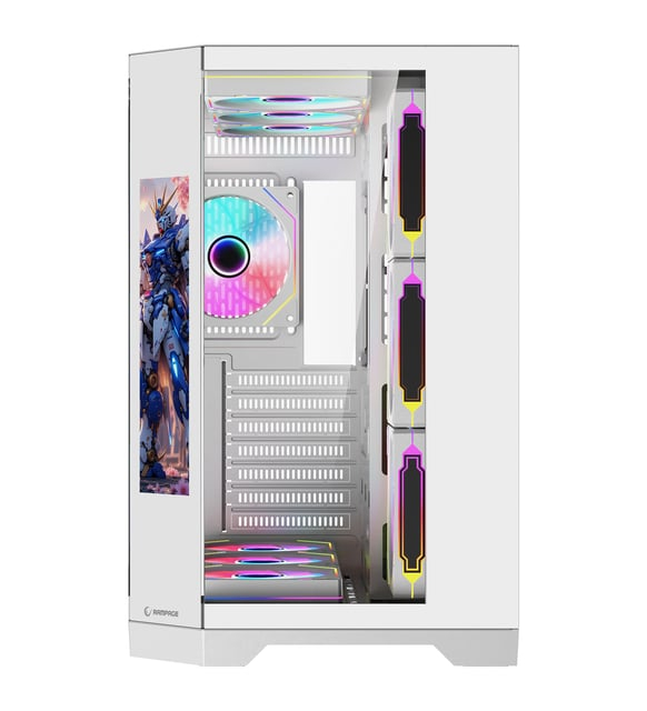 Rampage NOVA 9.16″ Lcd Ekranlı Hub+Kumanda Beyaz 7x12cm ARGB Pwm Fan Gaming (Oyuncu) Kasası