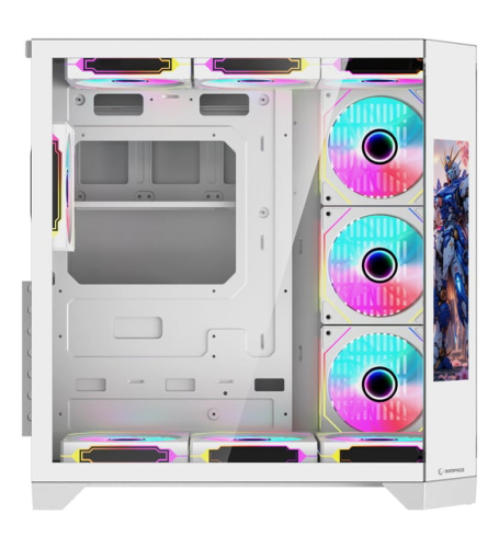 Rampage NOVA 9.16″ Lcd Ekranlı Hub+Kumanda Beyaz 7x12cm ARGB Pwm Fan Gaming (Oyuncu) Kasası