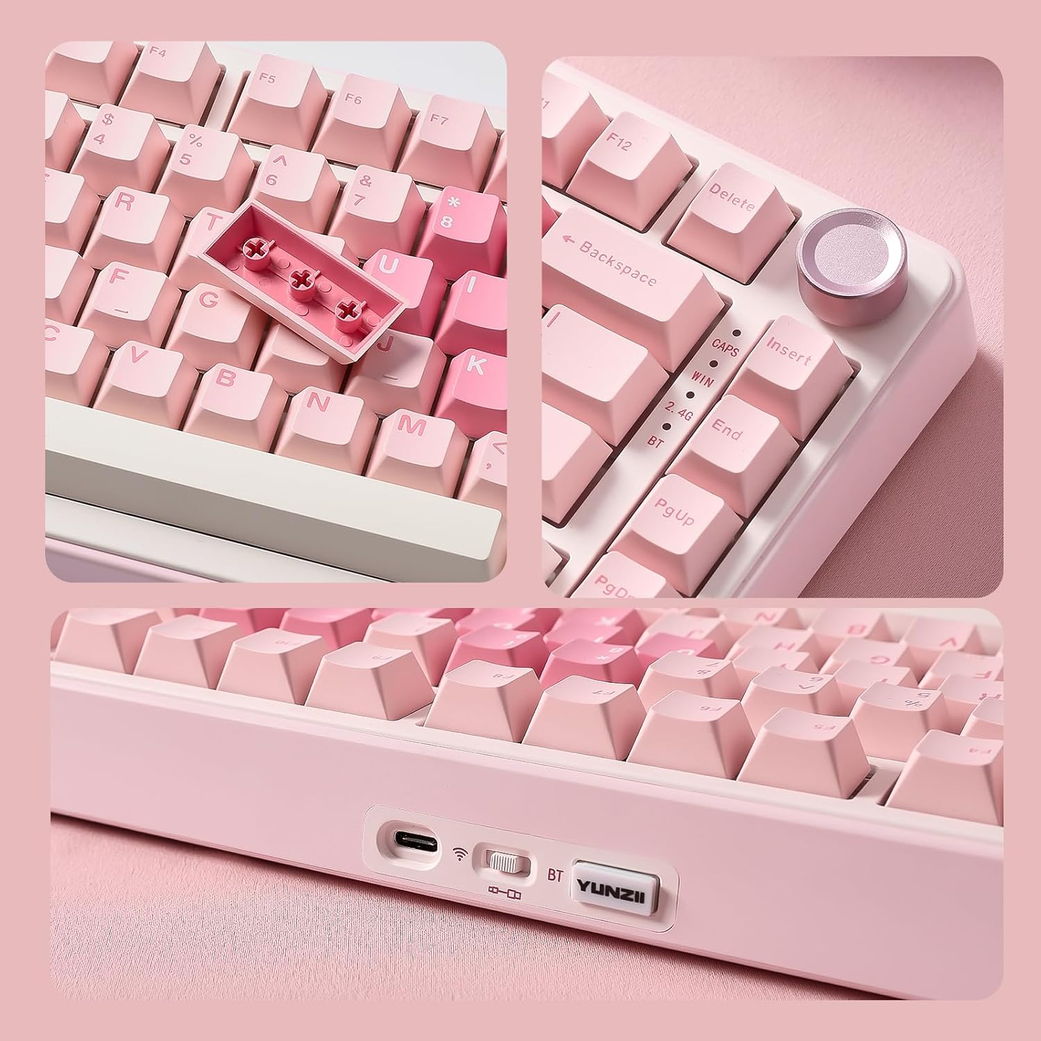 YUNZII B75 Pro Mekanik Klavye Pembe Milk Switch
