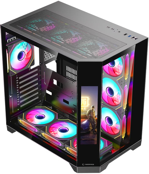 Rampage NOVA 9.16″ Lcd Ekranlı Hub+Kumanda Siyah 7x12cm ARGB Pwm Fan Gaming Kasası