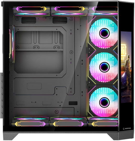 Rampage NOVA 9.16″ Lcd Ekranlı Hub+Kumanda Siyah 7x12cm ARGB Pwm Fan Gaming Kasası
