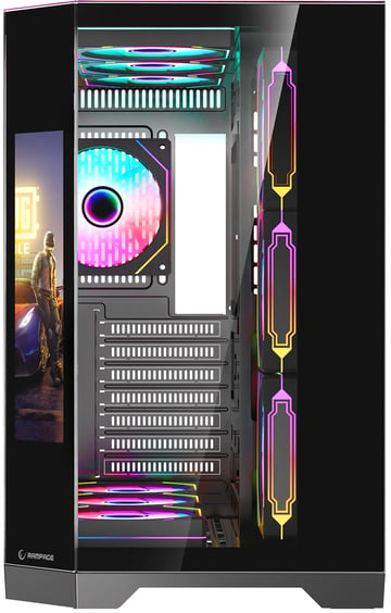 Rampage NOVA 9.16″ Lcd Ekranlı Hub+Kumanda Siyah 7x12cm ARGB Pwm Fan Gaming Kasası