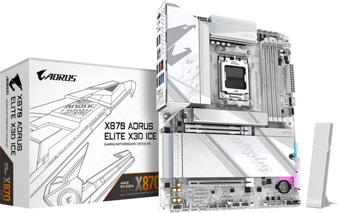 Gigabyte X870 AORUS ELITE X3D ICE WIFI-7 AM5 DDR5 8800MHz (OC) ATX Gaming Anakart