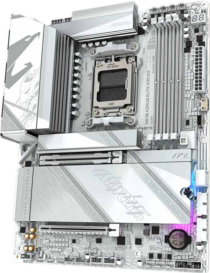 Gigabyte X870 AORUS ELITE X3D ICE WIFI-7 AM5 DDR5 8800MHz (OC) ATX Gaming Anakart