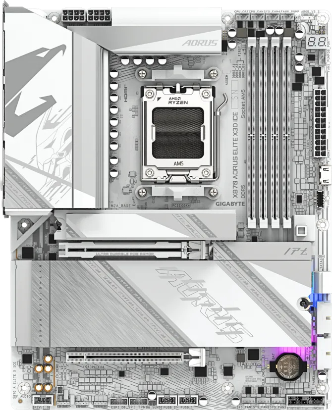 Gigabyte X870 AORUS ELITE X3D ICE WIFI-7 AM5 DDR5 8800MHz (OC) ATX Gaming Anakart