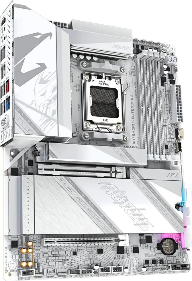 Gigabyte X870 AORUS ELITE X3D ICE WIFI-7 AM5 DDR5 8800MHz (OC) ATX Gaming Anakart