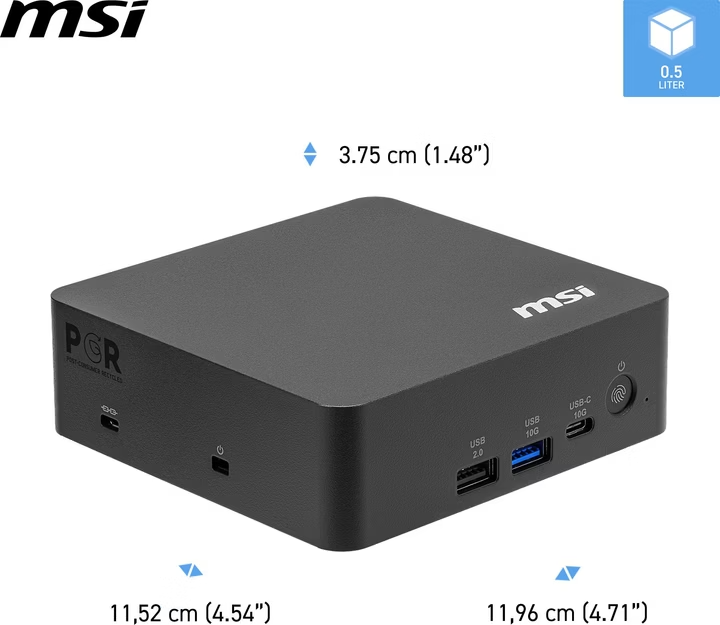 MSI CUBI NUC AI+ 3MG-003EU CORE ULTRA 7 355 16GB 1TB SSD W11 PRO SIYAH MINI MASAÜSTÜ PC