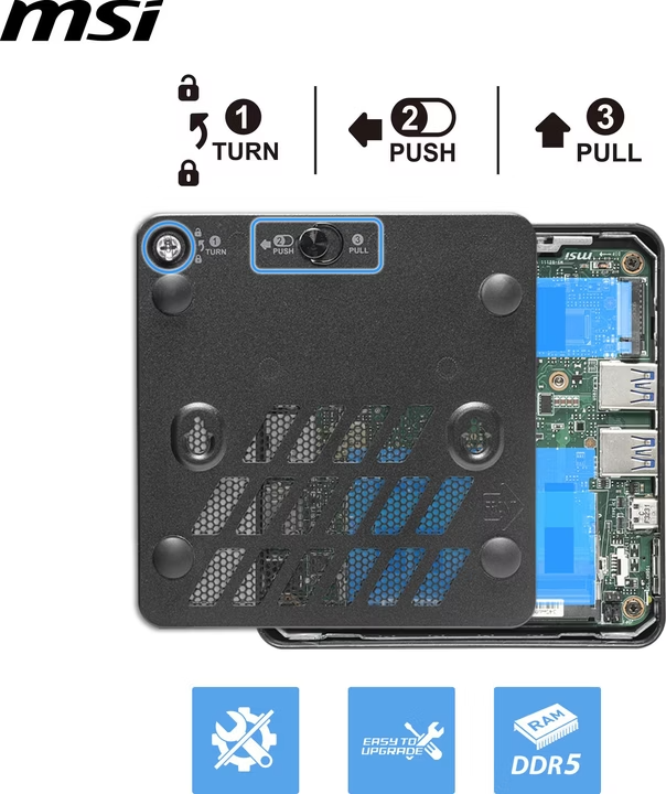 MSI CUBI NUC AI+ 3MG-003EU CORE ULTRA 7 355 16GB 1TB SSD W11 PRO SIYAH MINI MASAÜSTÜ PC