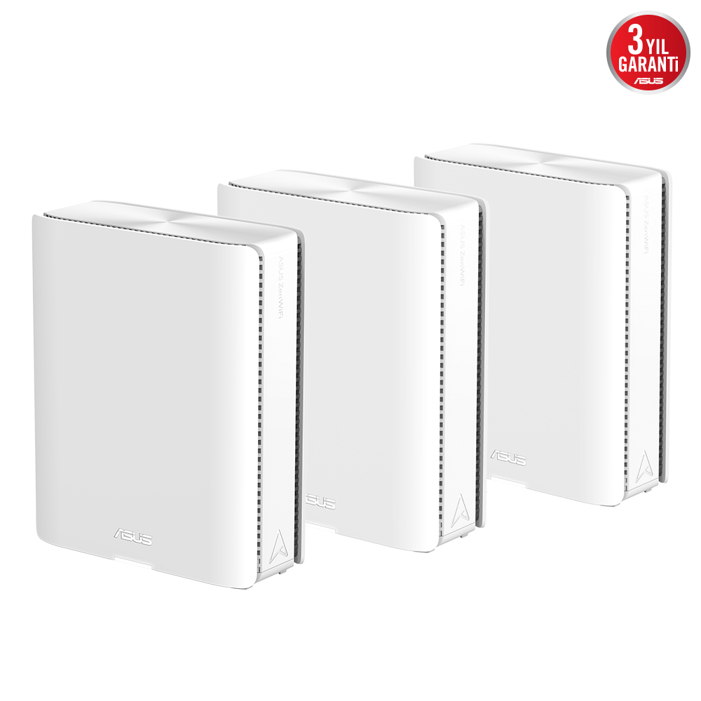 ASUS ZenWiFi BQ16 BE25000 Dört Bantlı Wi-Fi 7 Mesh Sistemi (Beyaz, Üçlü Paket)