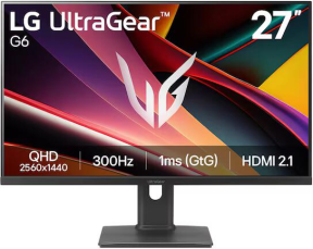 LG UltraGear 27G64NA-B G6 27″ 300Hz 1ms G-SYNC FreeSync Premium 2K QHD IPS Pivot Gaming Monitör