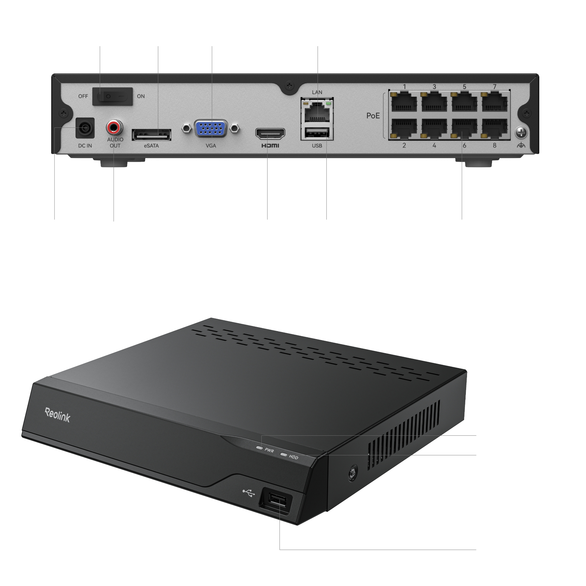 Reolink PN02-8-NHD RP-PN8 (Pro Serisi) 8 Kanal Network Kayıt Cihazı