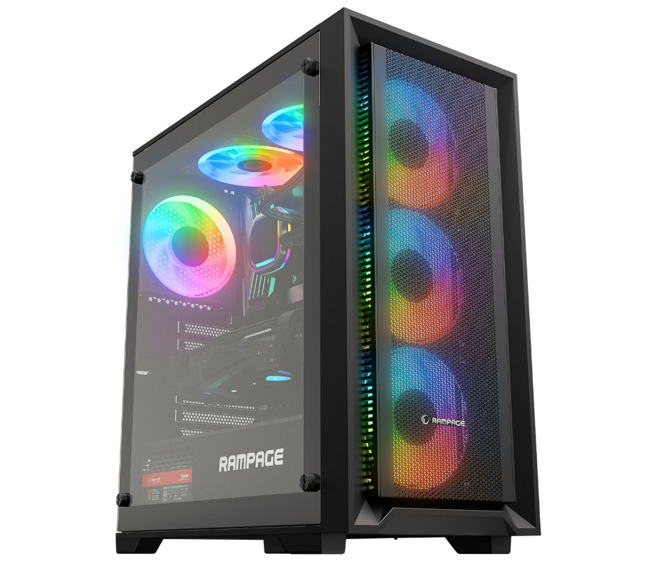 Rampage VOYAGER 750W 80+ BRONZE Siyah 4*RGB Auto Fan ATX Mid-T Gaming Oyuncu Kasası