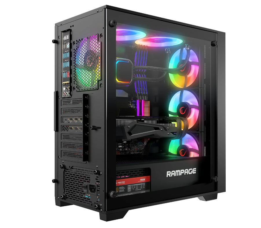 Rampage VOYAGER 750W 80+ BRONZE Siyah 4*RGB Auto Fan ATX Mid-T Gaming Oyuncu Kasası