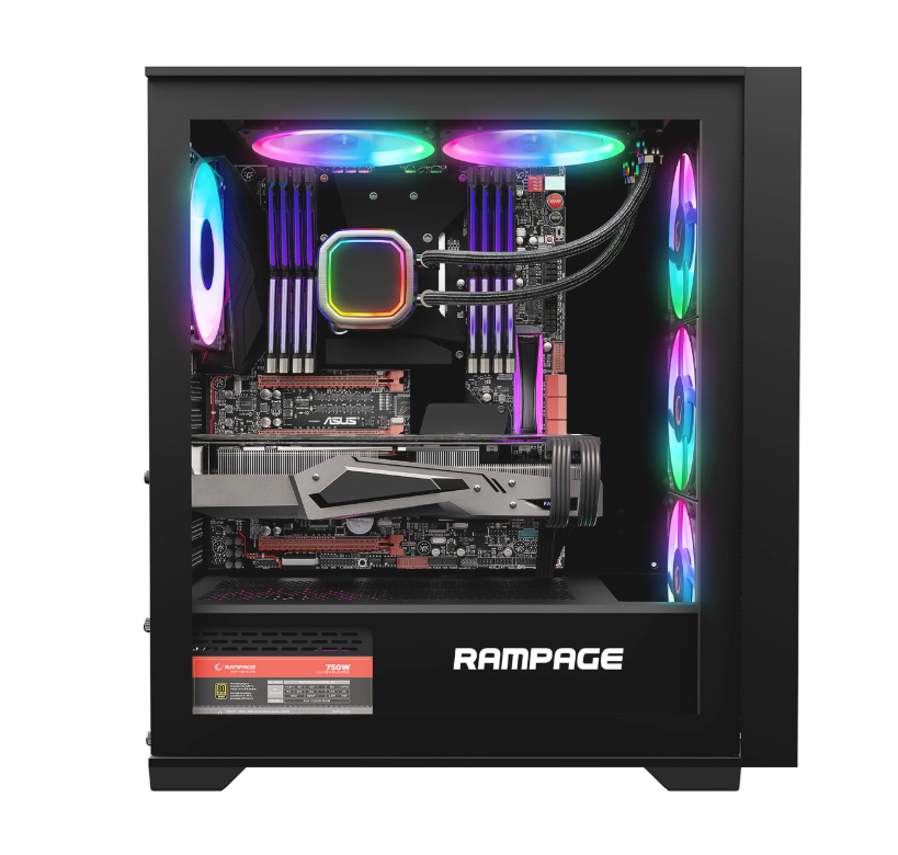 Rampage VOYAGER 750W 80+ BRONZE Siyah 4*RGB Auto Fan ATX Mid-T Gaming Oyuncu Kasası