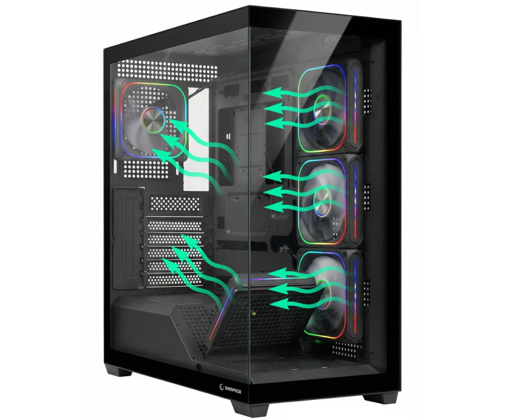Rampage SYLON 750W 80 Plus Bronze Siyah 5*12cm ARGB Fan ATX MID-T Gaming Oyuncu Kasası