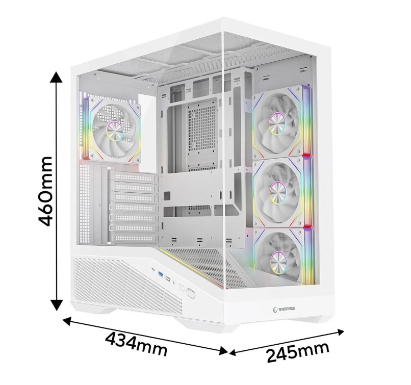 Rampage REAPER 750W 80 Plus Bronze Beyaz 4*12cm ARGB Fan ATX Gaming Oyuncu Kasası