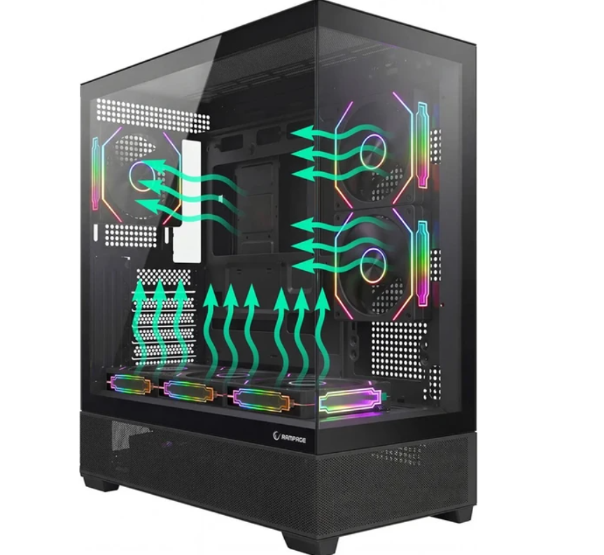 Rampage HYDRA V5 850W 80 Plus Bronze Siyah 6*12cm ARGB Fan ATX MID-T Gaming Oyuncu Kasası