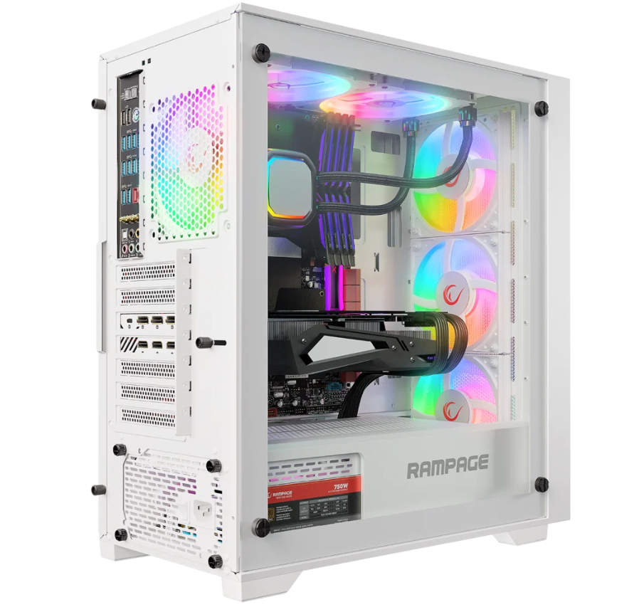 Rampage VOYAGER 750W 80+ BRONZE Beyaz 4*RGB Auto Fan ATX Mid-T Gaming Oyuncu Kasası